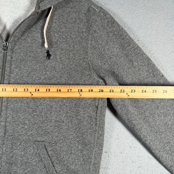 Polo Ralph Lauren Mens Full Zip Hoodie Heather Gray Fleece Pony Logo Medium - Picture 6 of 12